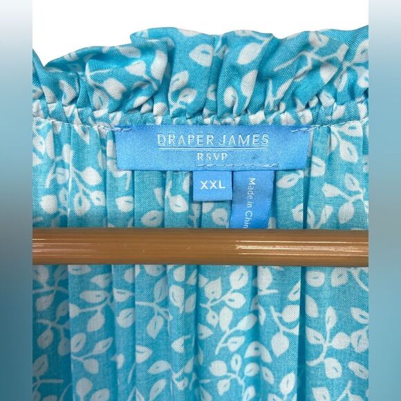 Draper James RSVP Keyhole Pleat Neck Turquoise Cottagecore Dress Size XXL - Picture 5 of 8